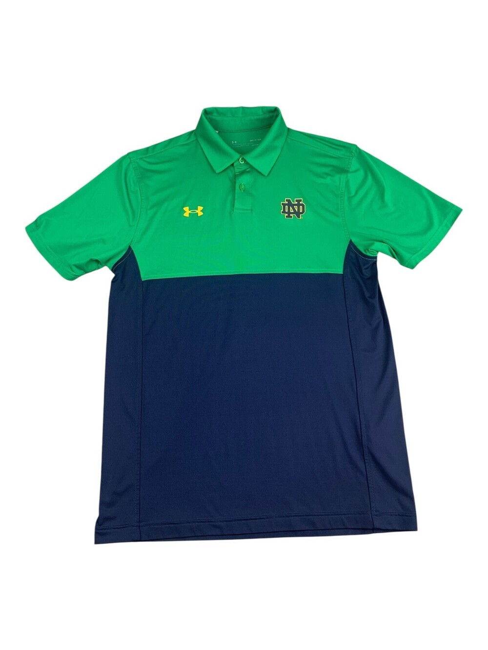 Notre Dame Fighting Irish Golf Polo Shirt, Under Armour, Green Blue, Men’s Small
